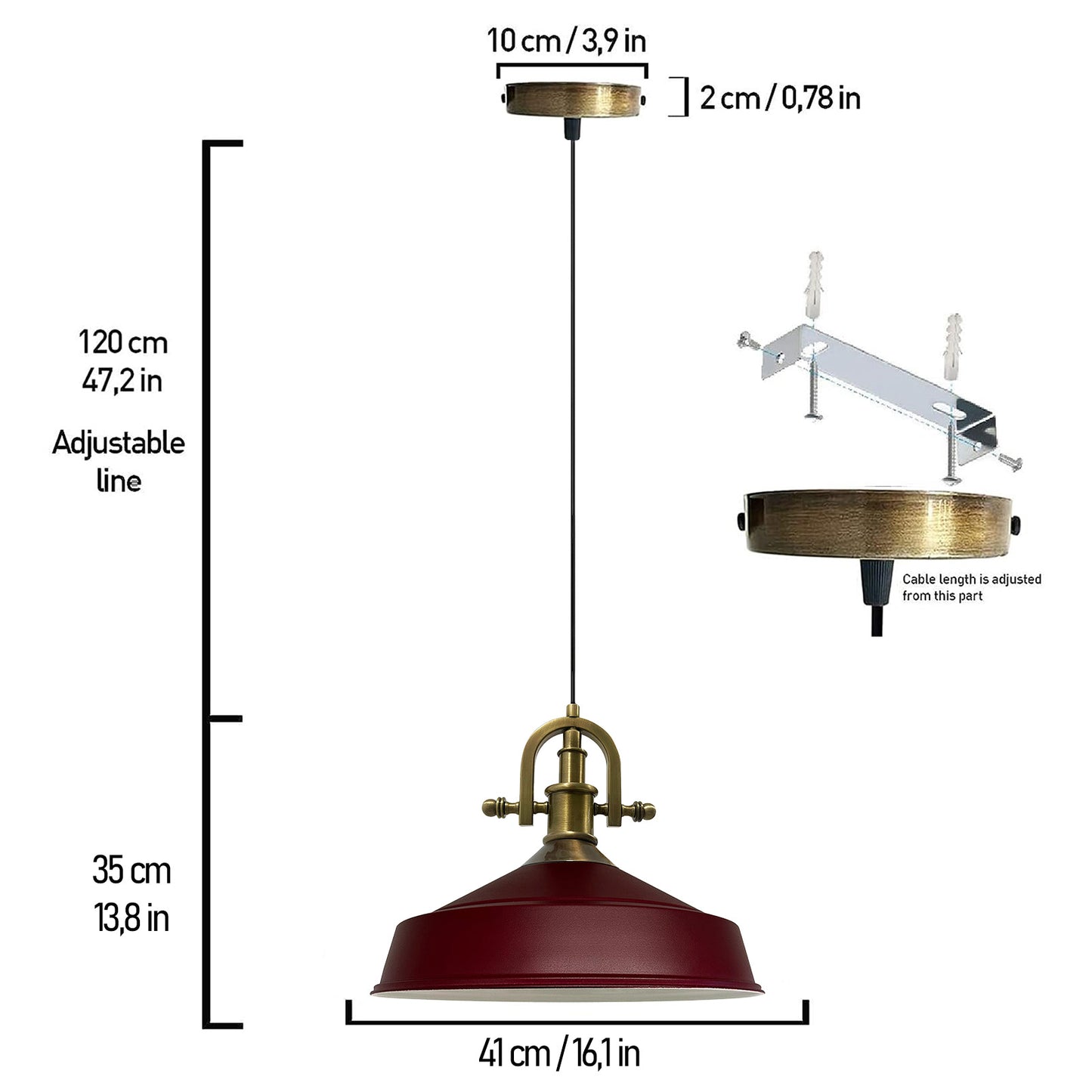Lampe suspendue industrielle lampe pendentif lampe de table à manger