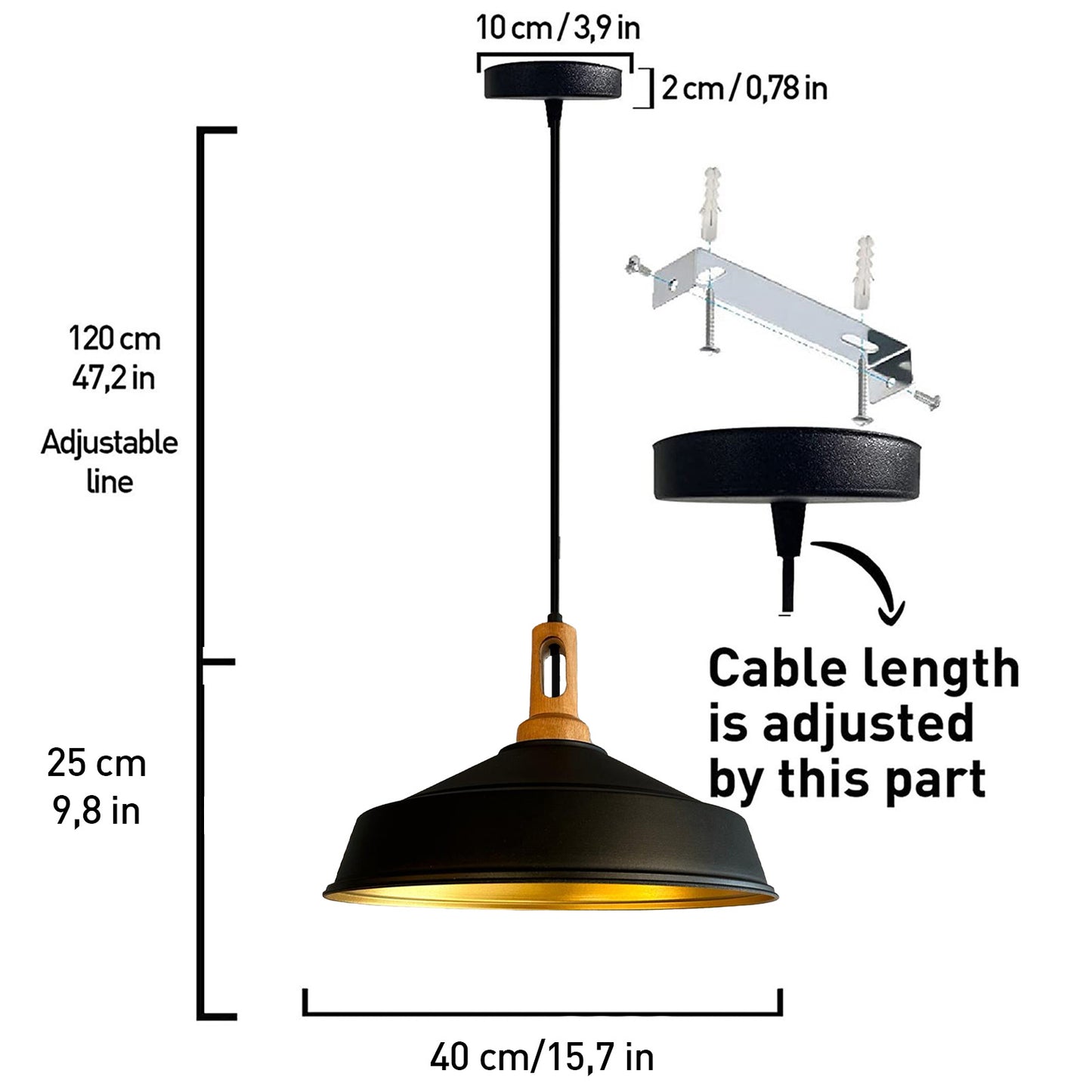 Bamyum Asletl Vintage Industrial Metall Pendelleuchte