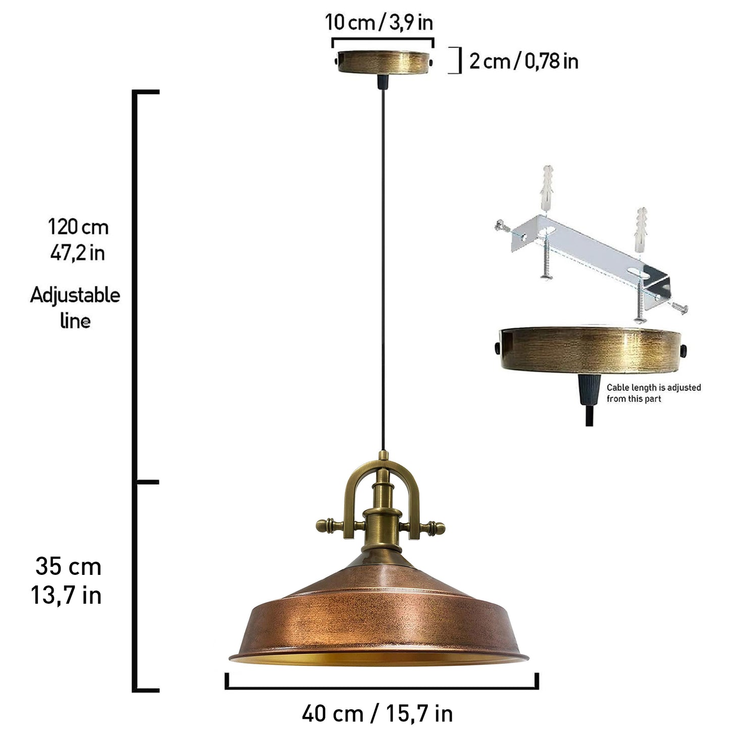 Lampe suspendue industrielle lampe pendentif lampe de table à manger