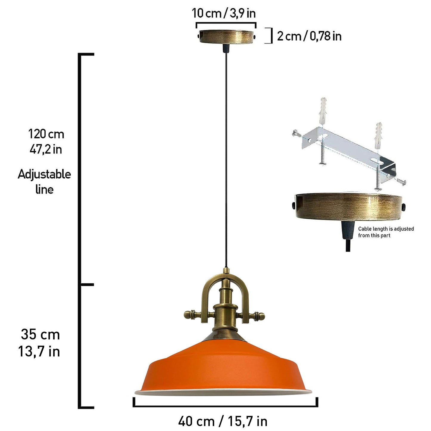 Lampe suspendue industrielle lampe pendentif lampe de table à manger