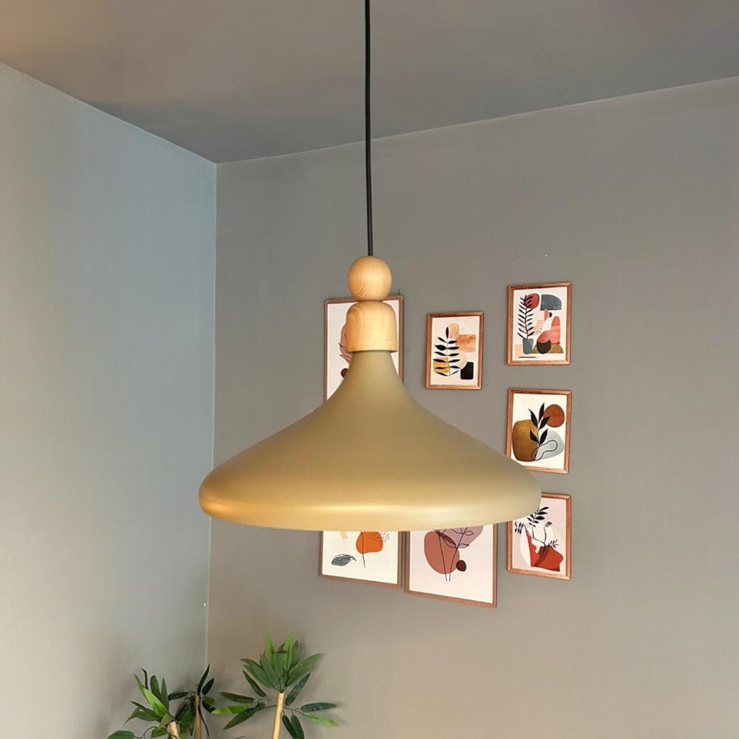 Bamyum Champion Holz Metall E27 Moderne Pendellampe