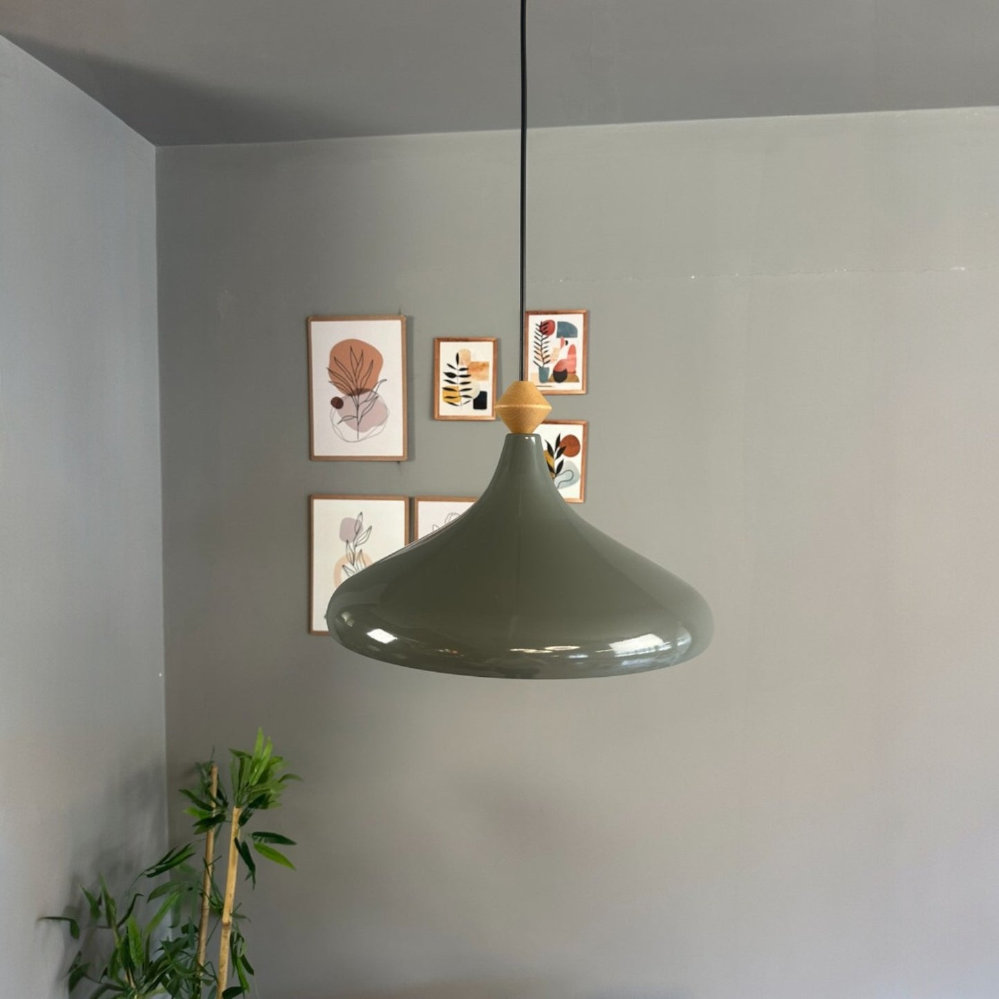 Pendelleuchte Champion Q Holz Metall Ø35cm, Modern Hängelampe