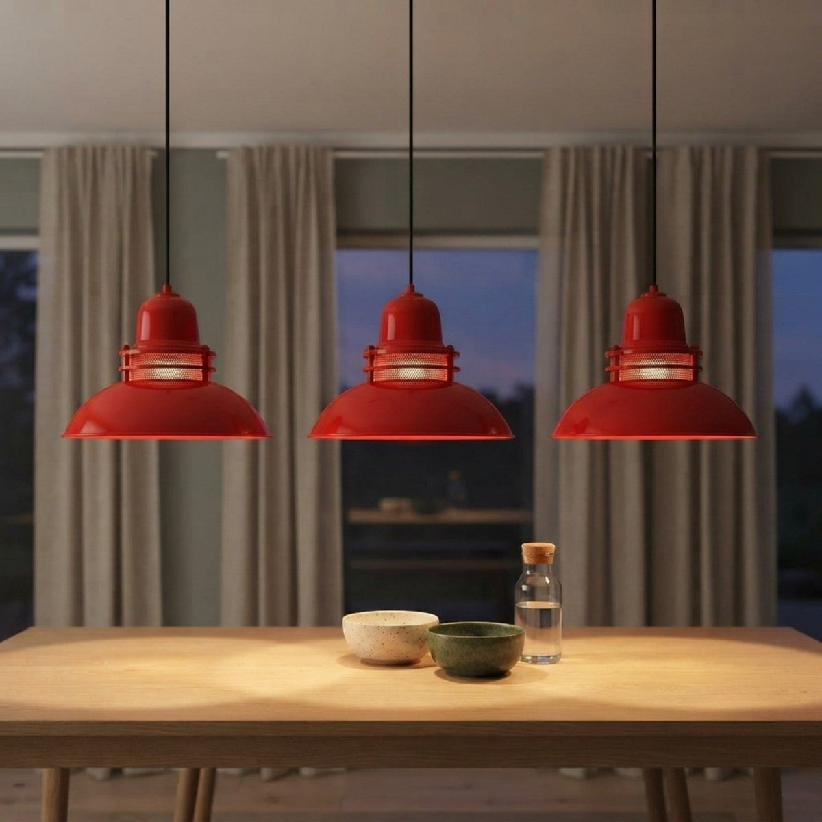 Pendelleuchte Bamyum Hängelampe Rot Metall Ø34 cm E27 Retro Lampe
