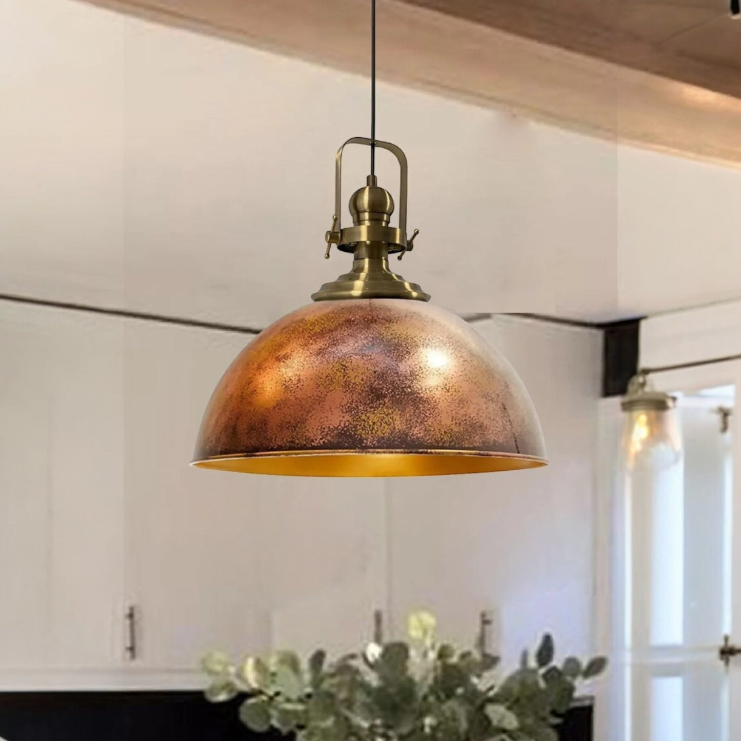 Pendelleuchte Hängelampe Kupferfarbe, E27, Handgemalt Vintage Industrial Style Lampe