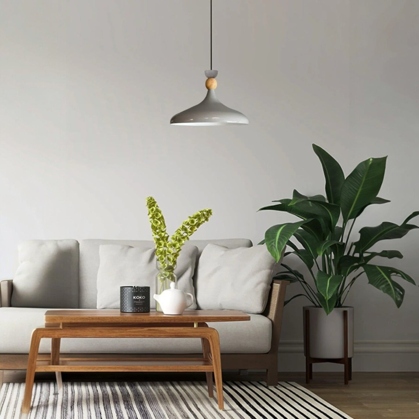 Pendelleuchte Champion aus Holz und Metall, 35 cm Hängelampe