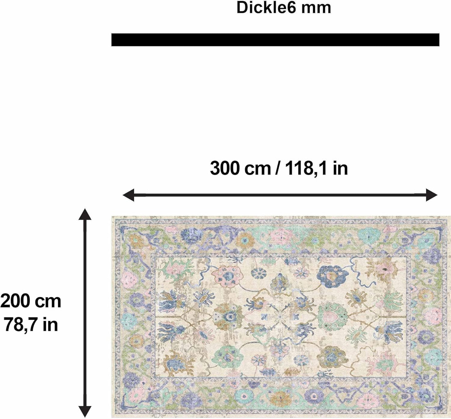Bedruckter Teppich Simay Chenille Print Maschinell hergestellt, waschbarer Vintage-Teppich