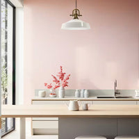 Pendelleuchte Metall Ø41 cm, Weiß innen weiß, E27, Vintage Lampe