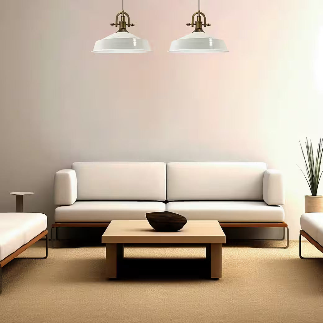 Pendelleuchte Metall Ø41 cm, Weiß innen weiß, E27, Vintage Lampe