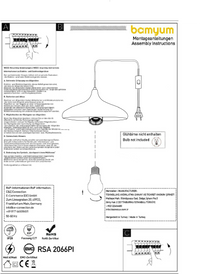 Lampe suspendue noir doré avec prise 35 cm