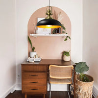 bamyum Androa Pendelleuchte Schwarz Gold Metall Ø40 cm, Küchenlampe Hangend, Hängelampe Esstisch Vintage E27, Wohnzimmerlampe Industrial