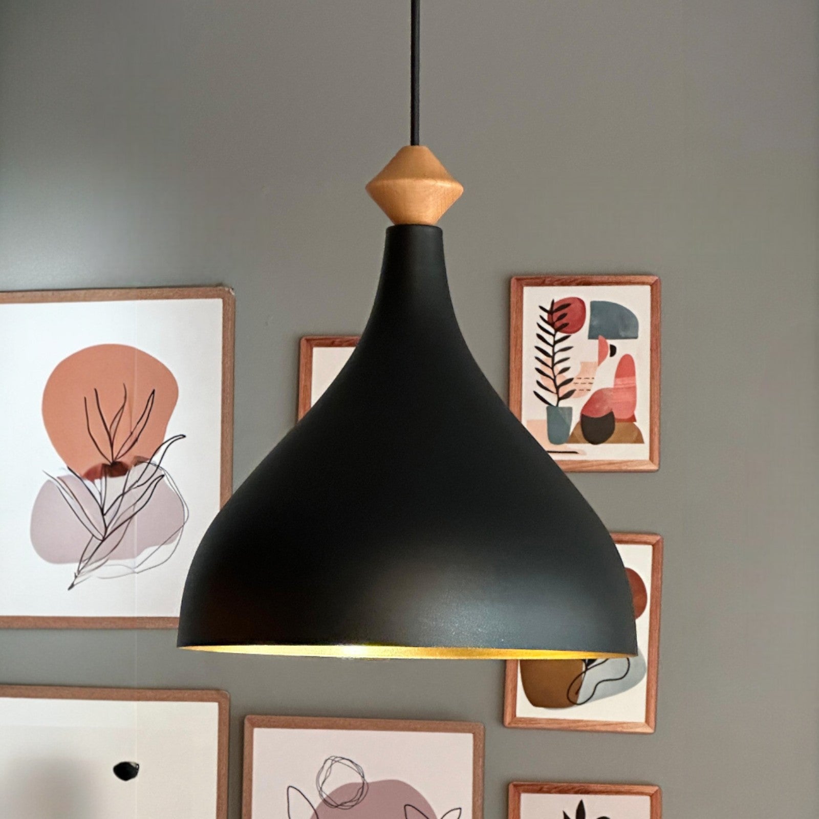 Pendelleuchte Adash Pendelleuchte Schwarz, 1 Flammige Metall Hängelampe Ø26 cm