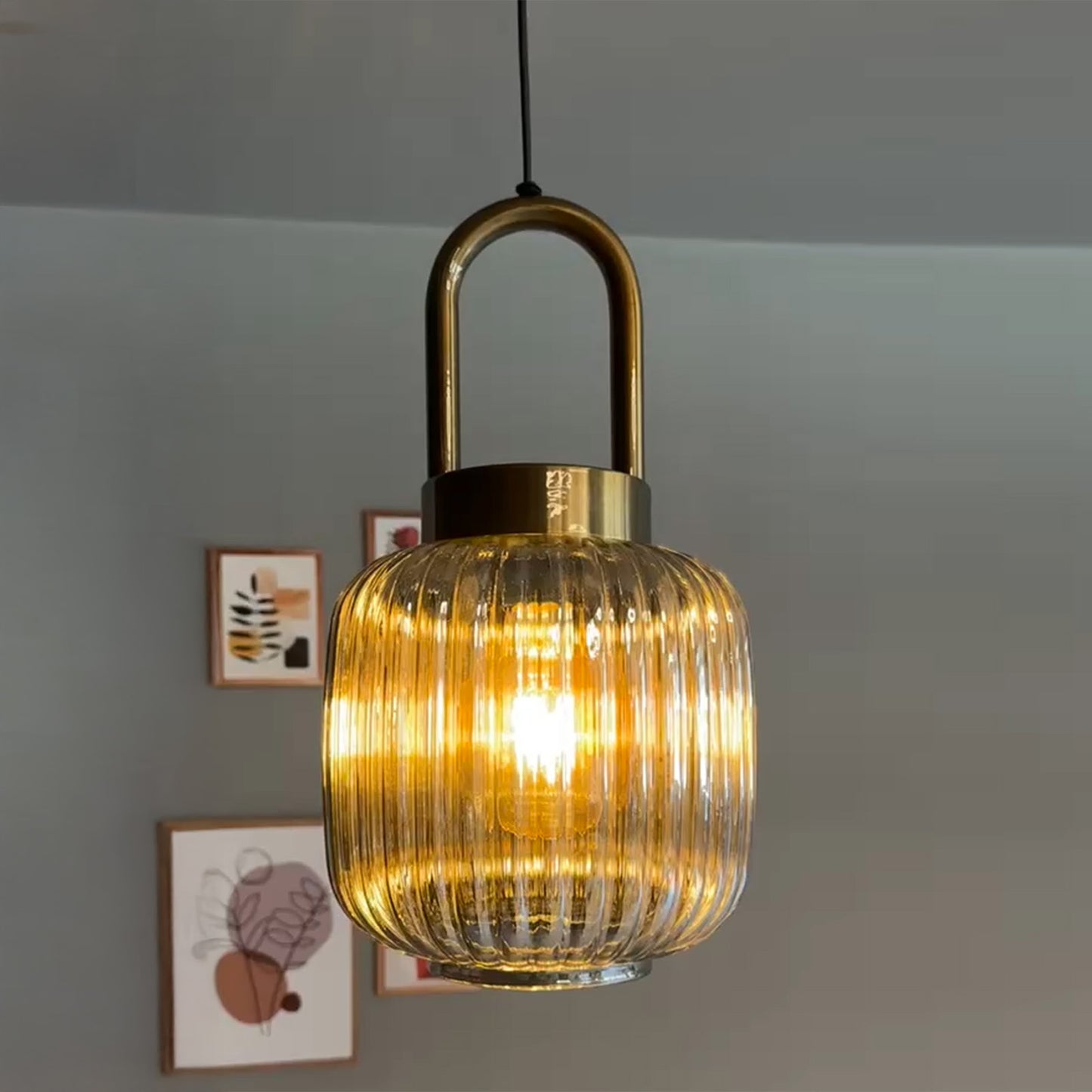 Mopa Glas Honig Farbe Einzel Kronleuchter Retro Pendelleuchte