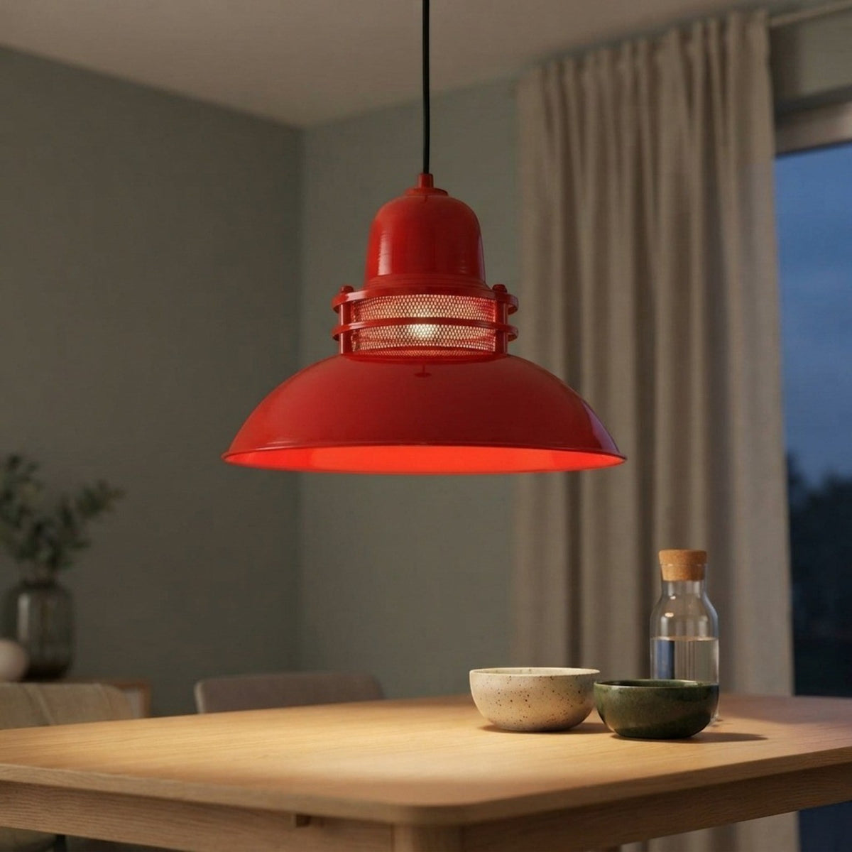 Pendelleuchte Bamyum Hängelampe Rot Metall Ø34 cm E27 Retro Lampe
