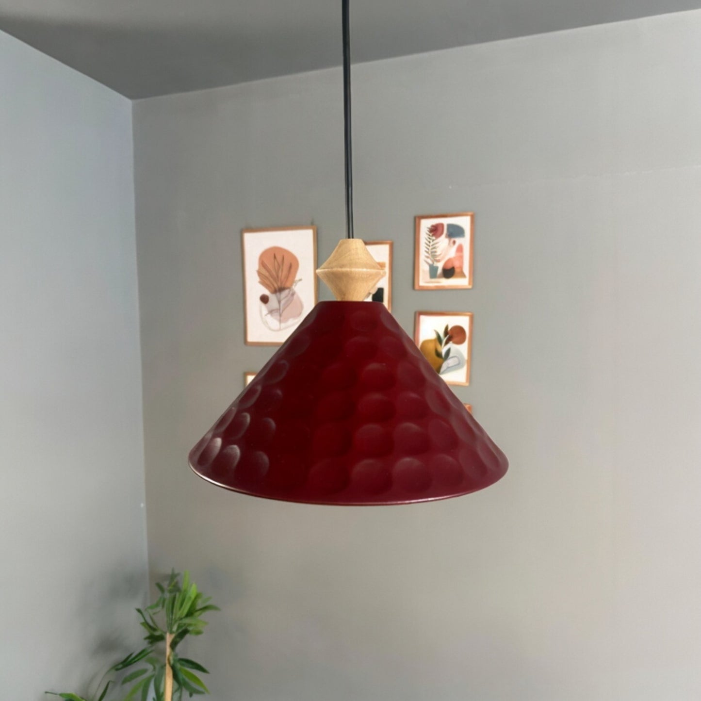 Pendelleuchte Rumy Q Holz Metall, Modern Hängelampe