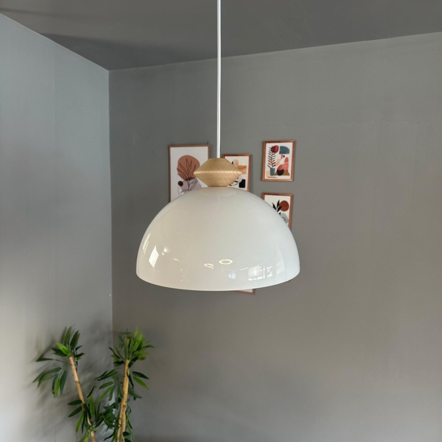 Pendelleuchte Yimpi Runde Holz Metall, Modern Hängelampe