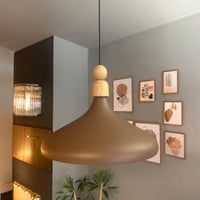 Bamyum Champion Holz Metall E27 Moderne Pendellampe