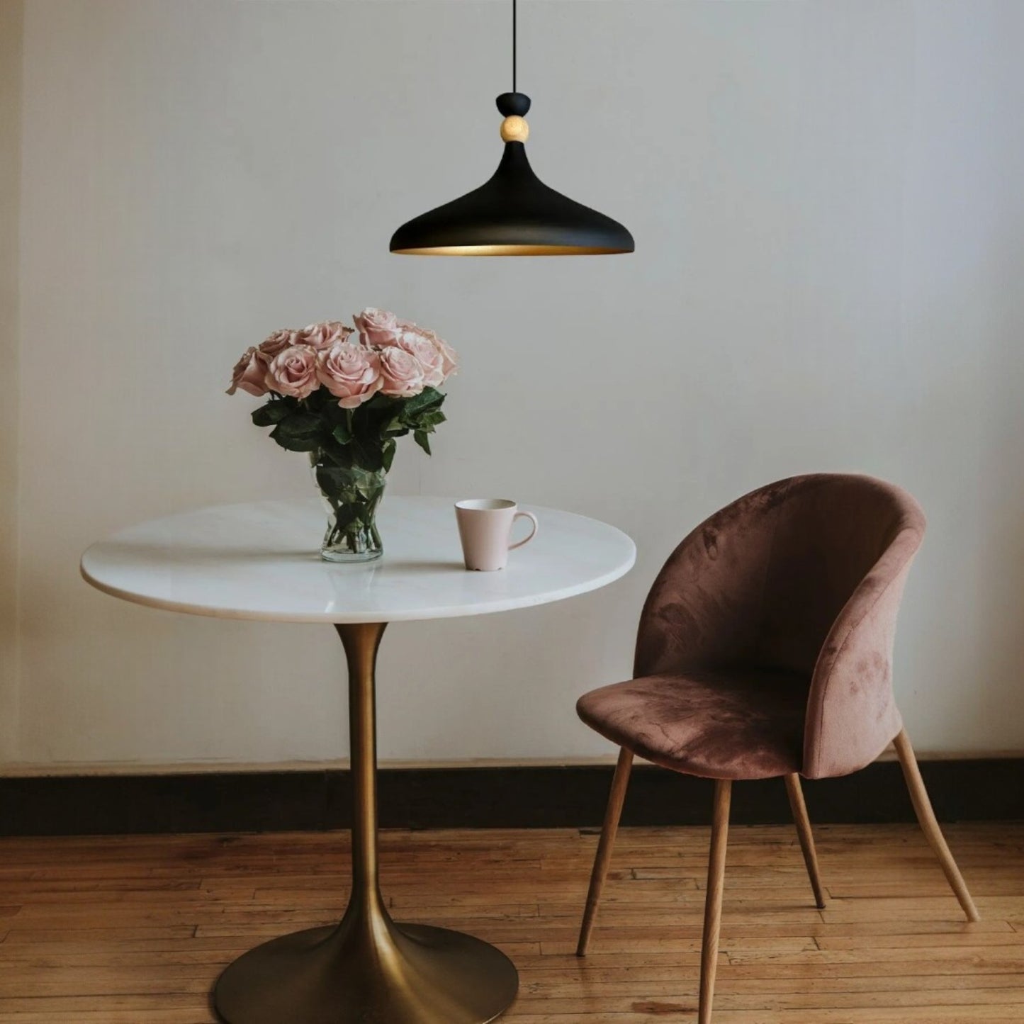 Pendelleuchte Champion aus Holz und Metall, 35 cm Hängelampe