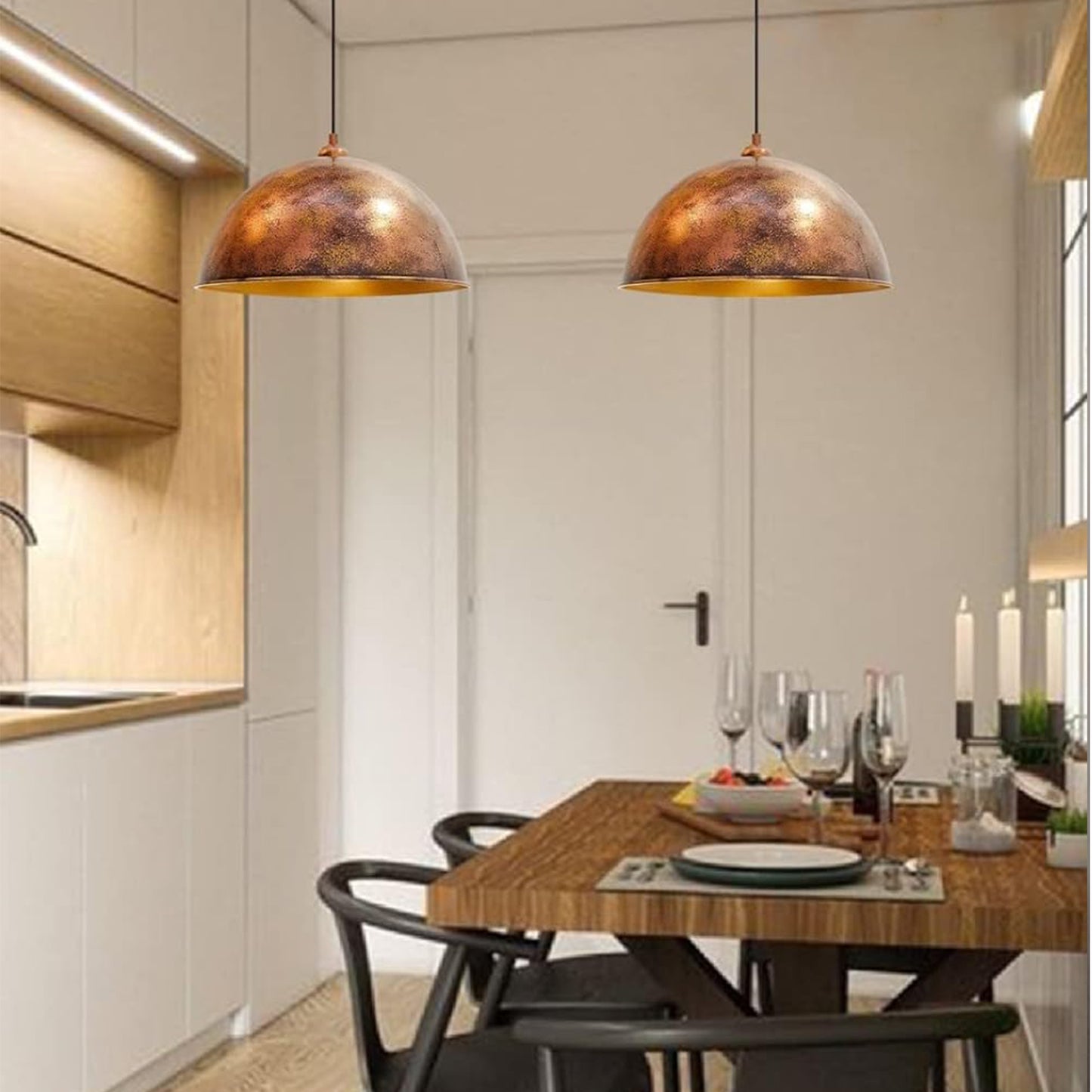 Pendelleuchte Hängelampe Kupferfarbe, E27, Handgemalt Vintage Industrial Style Lampe