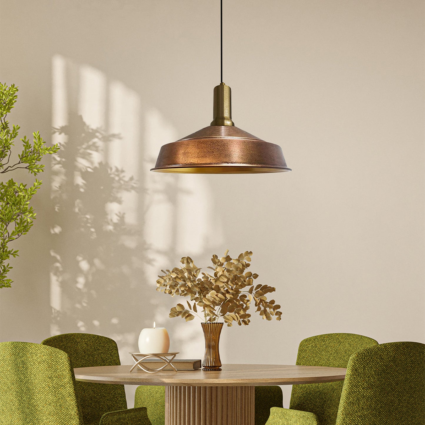 Pendelleuchte Hängelampe AsletlEF Ø40 cm, Pendelleuchte Vintage, E27 Lampe ohne Leuchtmittel, E27, Dimmbar, Einstellbare Kabellänge