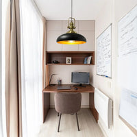 bamyum Androa Pendelleuchte Schwarz Gold Metall Ø40 cm, Küchenlampe Hangend, Hängelampe Esstisch Vintage E27, Wohnzimmerlampe Industrial