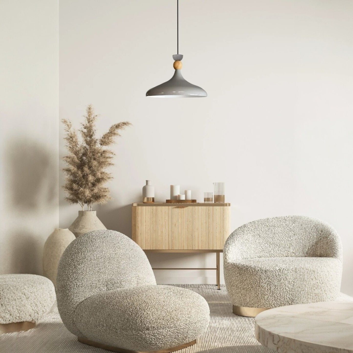 Pendelleuchte Champion aus Holz und Metall, 35 cm Hängelampe