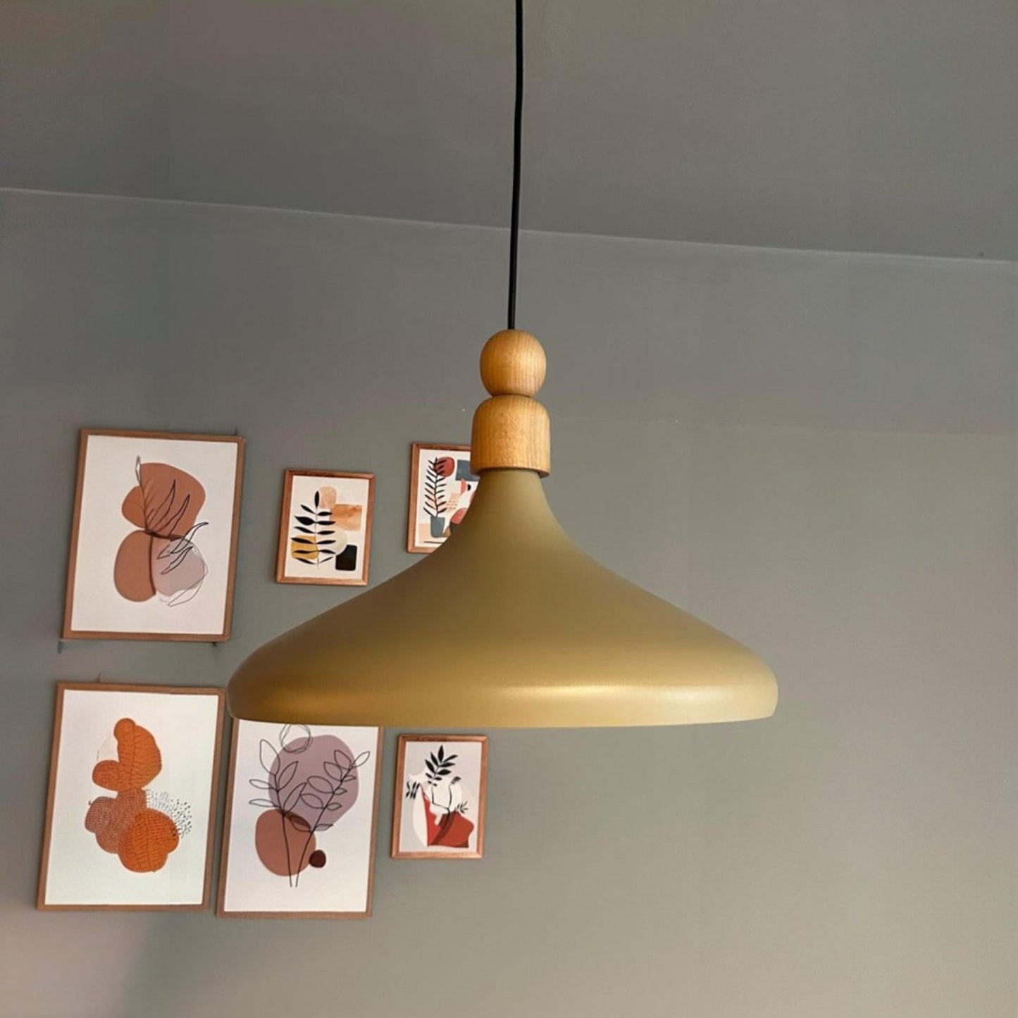 Bamyum Champion Holz Metall E27 Moderne Pendellampe