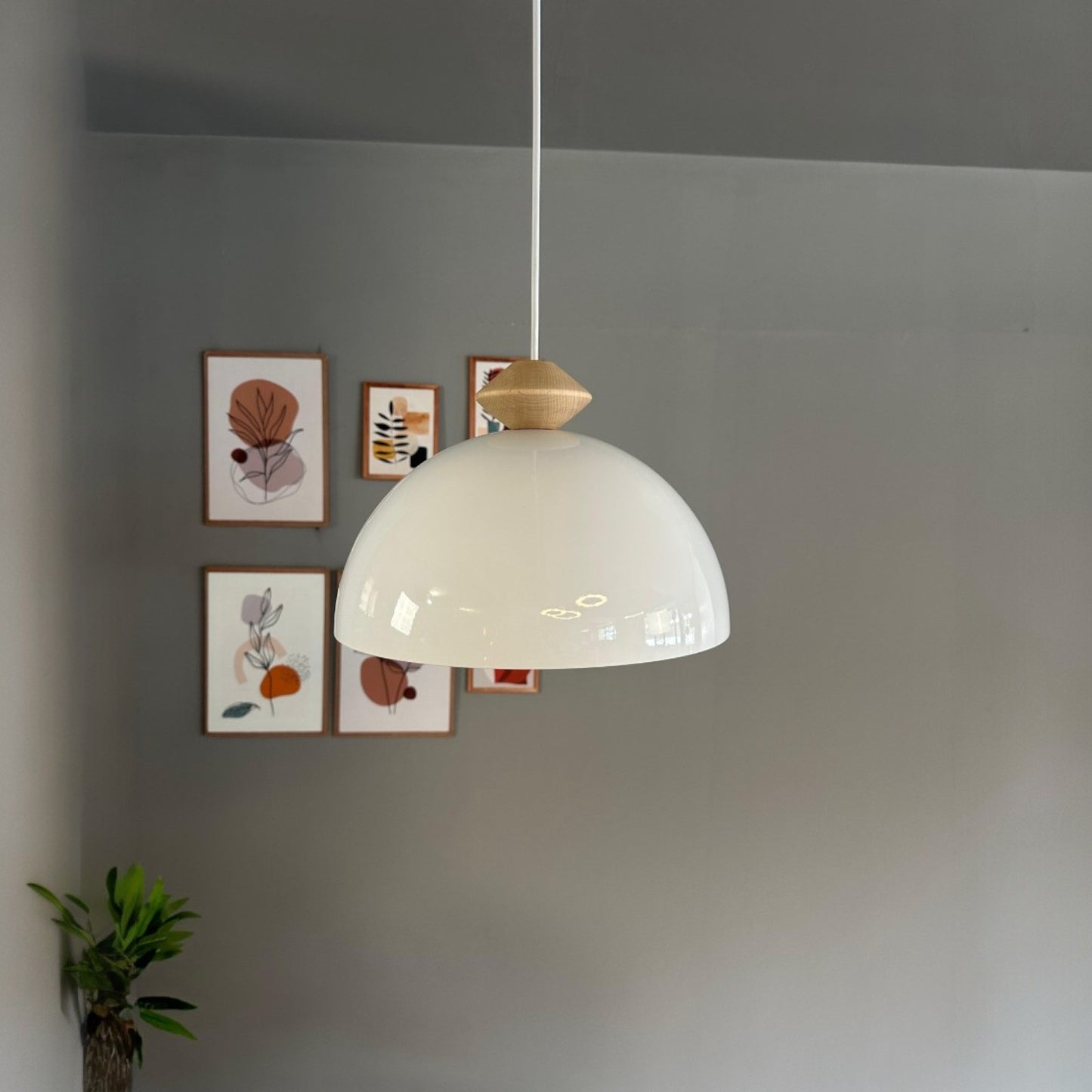 Pendelleuchte Yimpi Runde Holz Metall, Modern Hängelampe