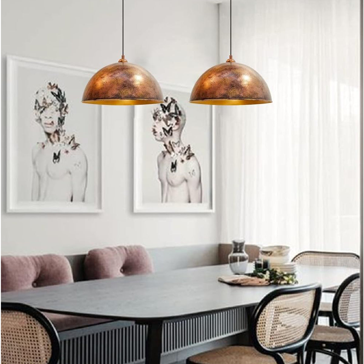 Lampe à Suspendre Industrielle Blanche 40 Cm - Abat-jour Métal Moderne Pour Cuisine, Salon Et Salle à Manger