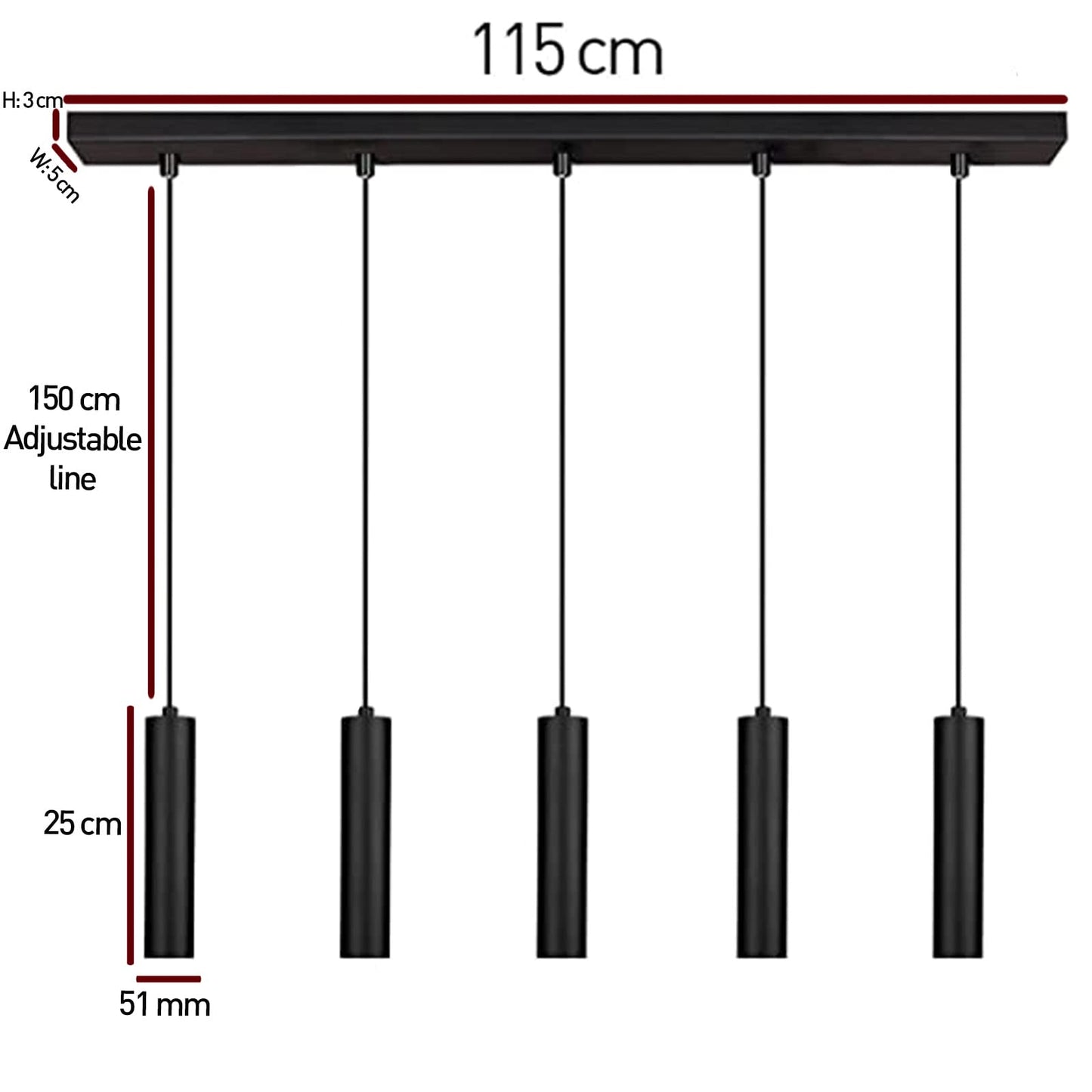 5 Table de Salle à Manger avec Lampe Suspendue Flammig