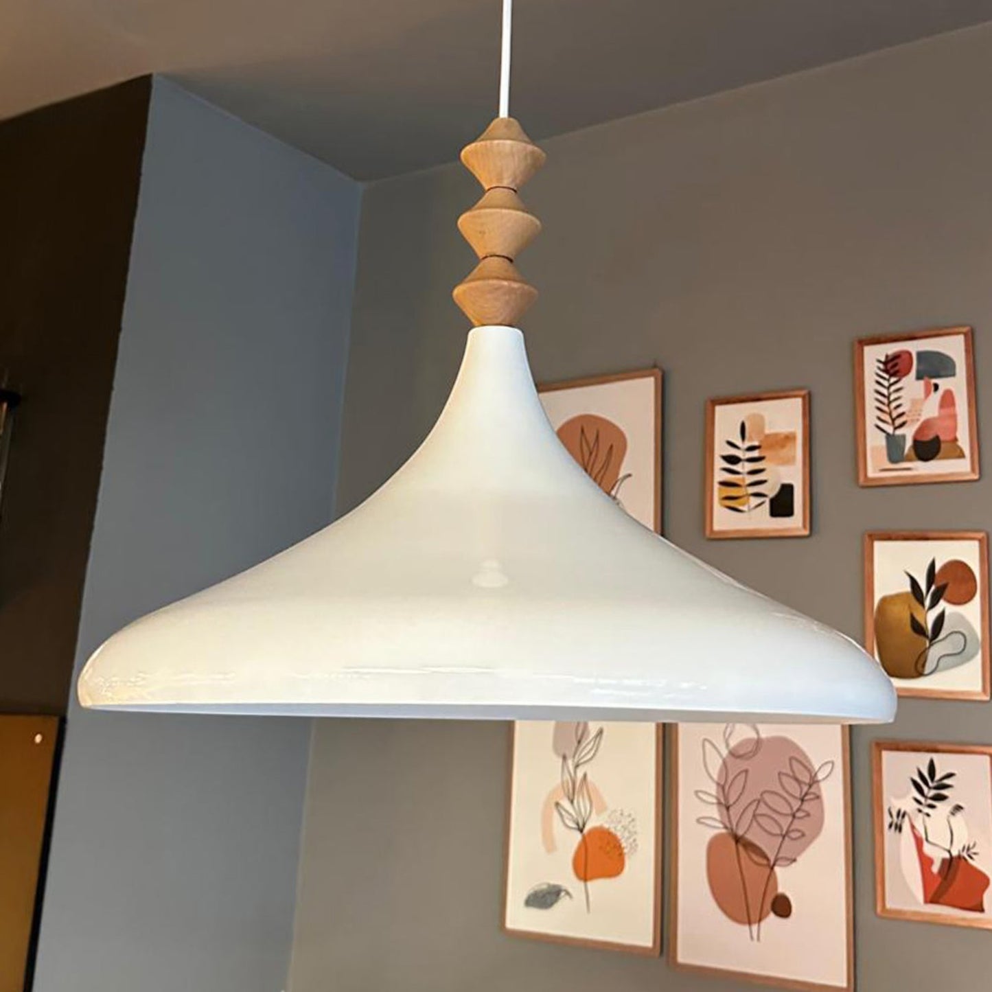 Pendelleuchte Champion XL Q Holz Metall, Modern Hängelampe