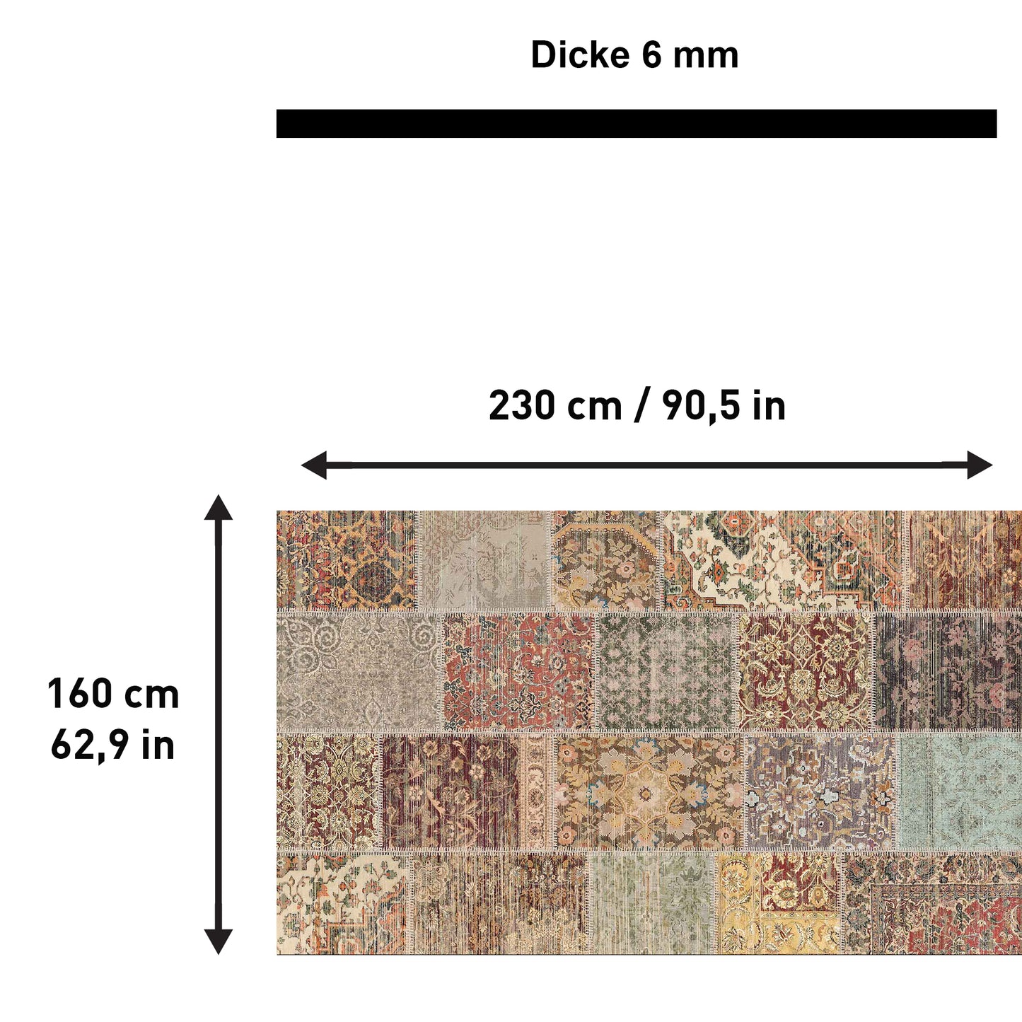 Tapis imprimé Nadine, imprimé chenille, fabriqué à la machine 