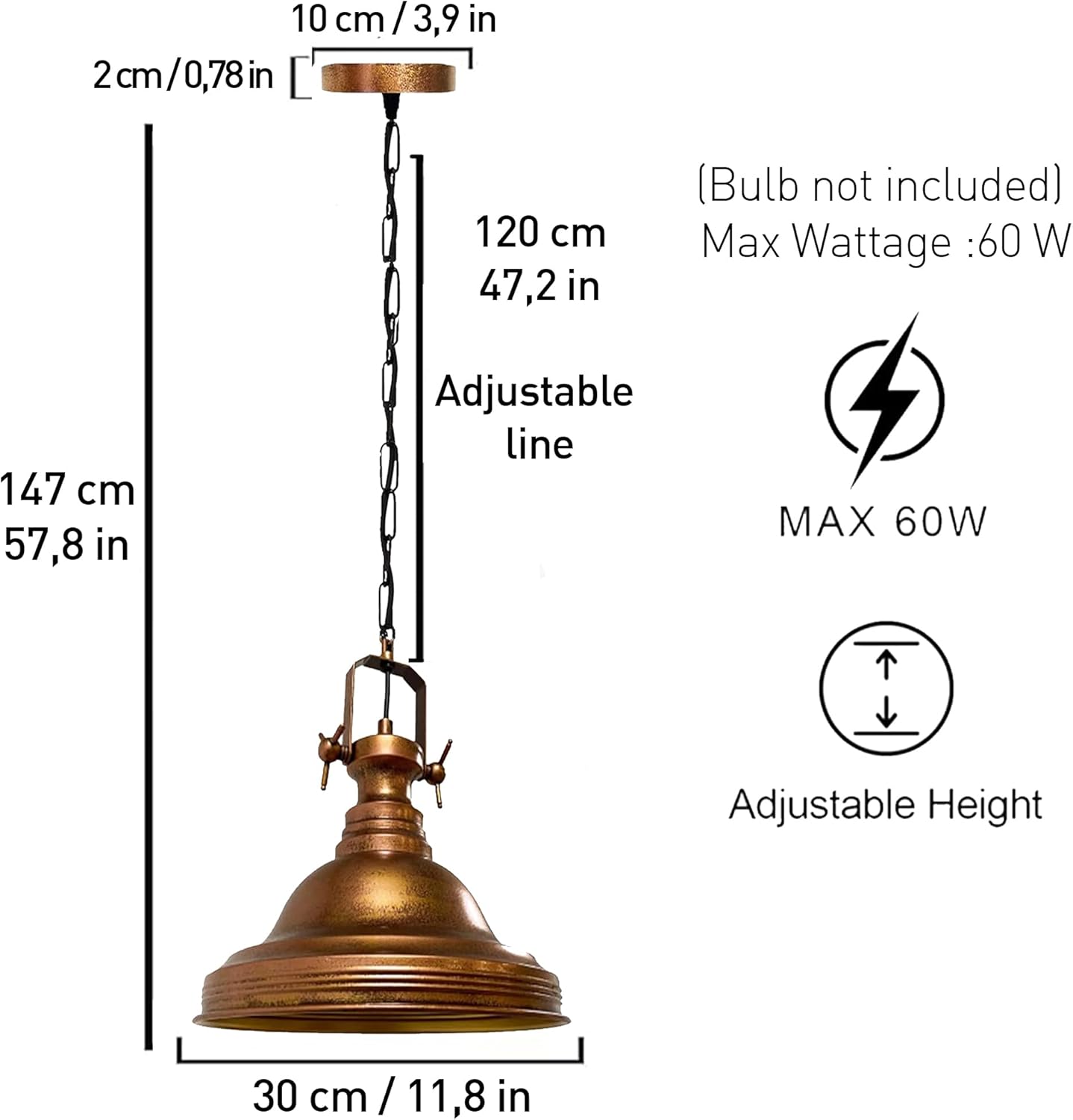 Handgemalte Metall Pendelleuchte