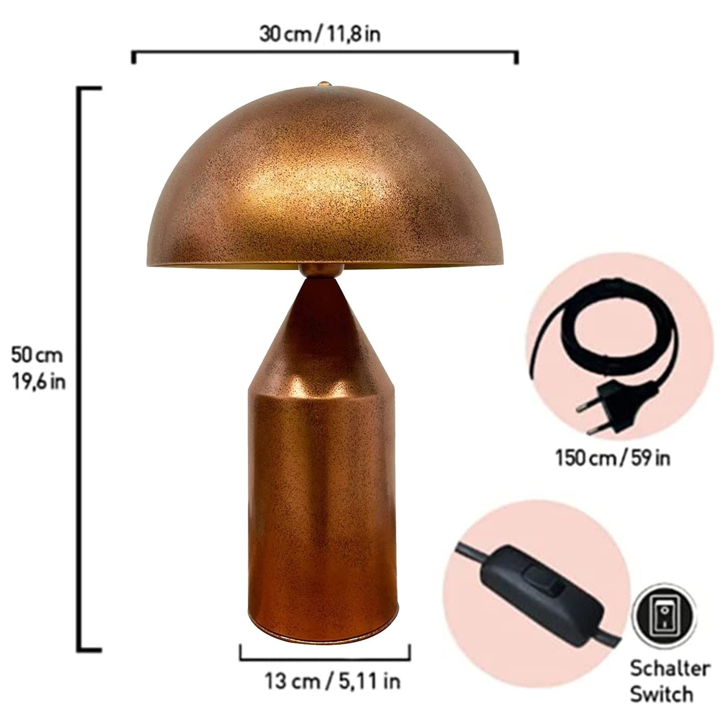 Pilz Tischlampe Metall