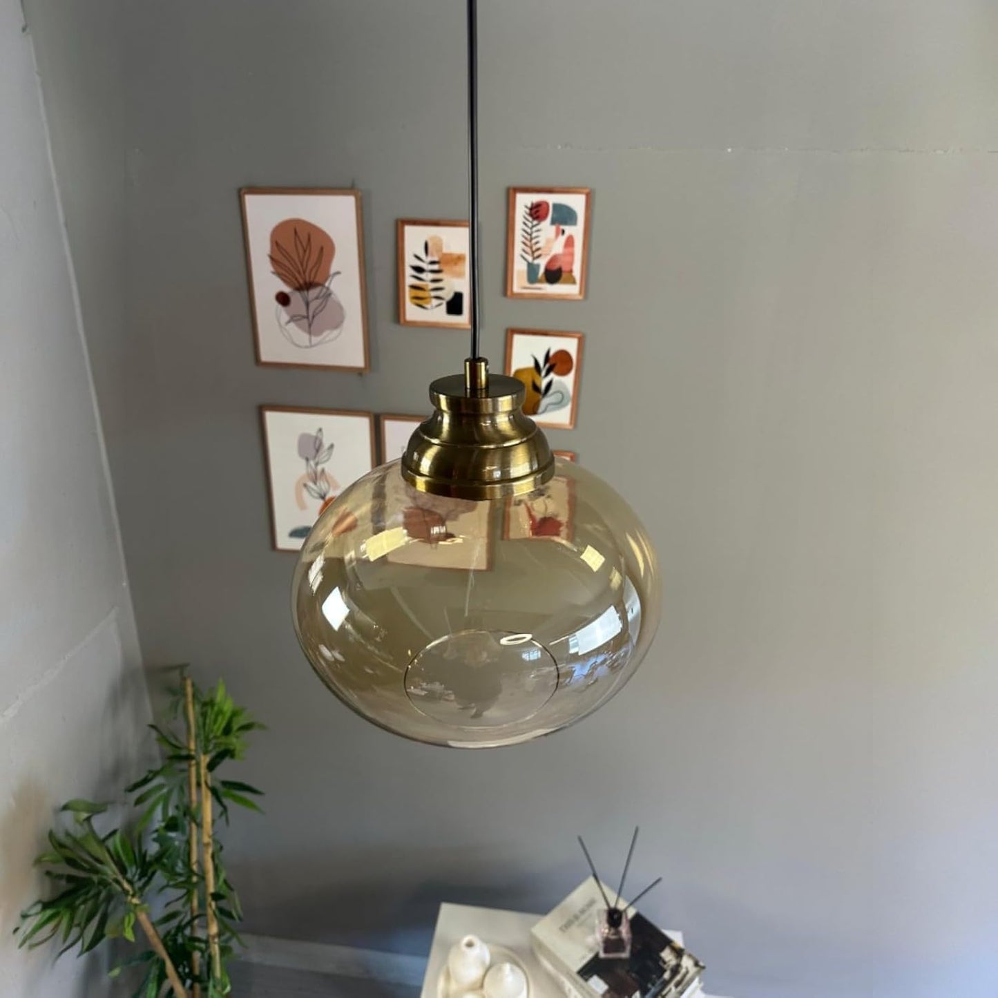 Pendelleuchte Solvia Vintage Glas, 25 cm Retro-Hängelampe