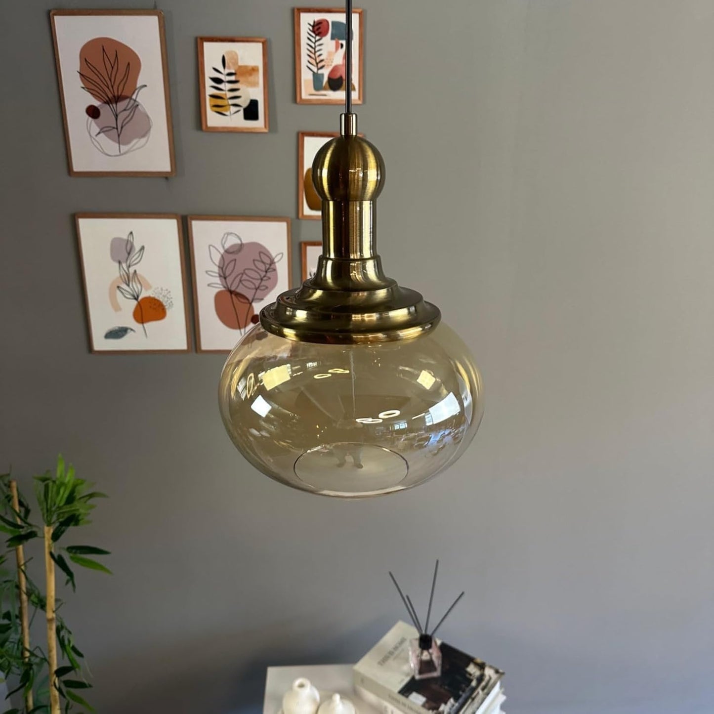 Pendelleuchte Solvia Vintage Glas, 25 cm Retro-Hängelampe