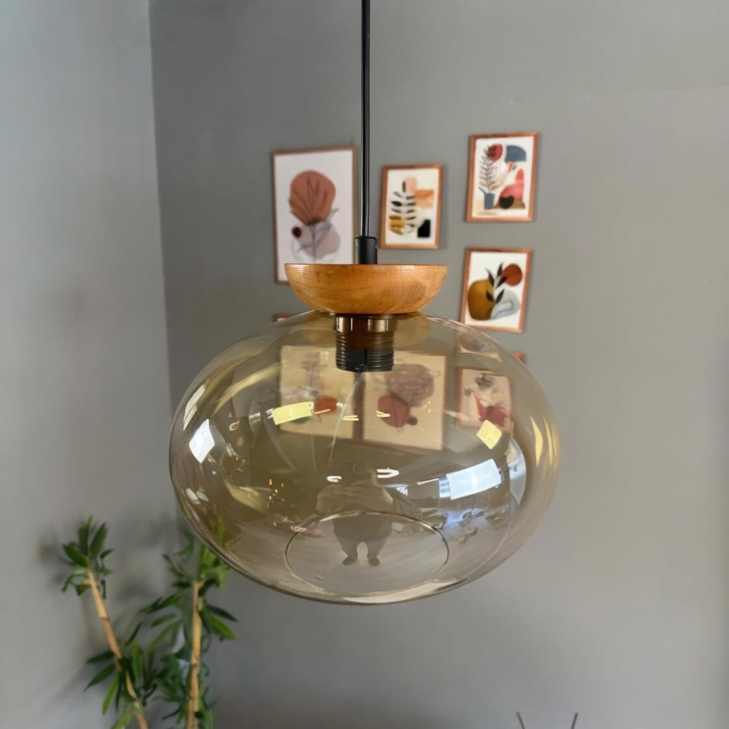 Pendelleuchte Solvia Vintage Glas, 25 cm Retro-Hängelampe