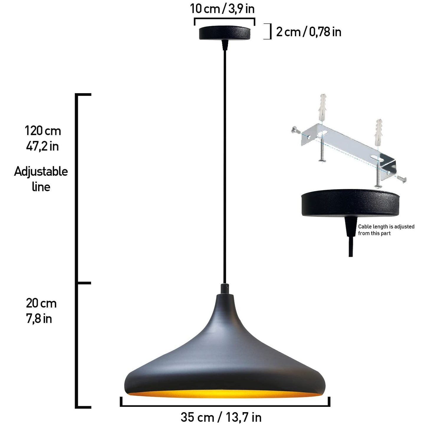 lampe suspendue en métal