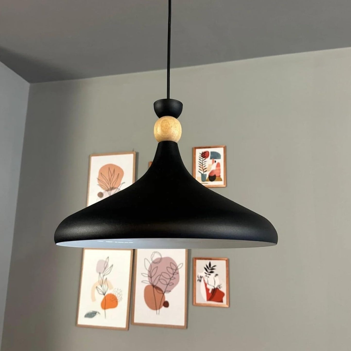 Pendelleuchte Champion aus Holz und Metall, 35 cm Hängelampe