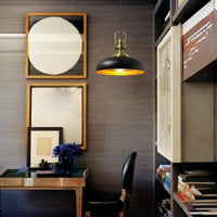 bamyum Androa Pendelleuchte Schwarz Gold Metall Ø40 cm, Küchenlampe Hangend, Hängelampe Esstisch Vintage E27, Wohnzimmerlampe Industrial