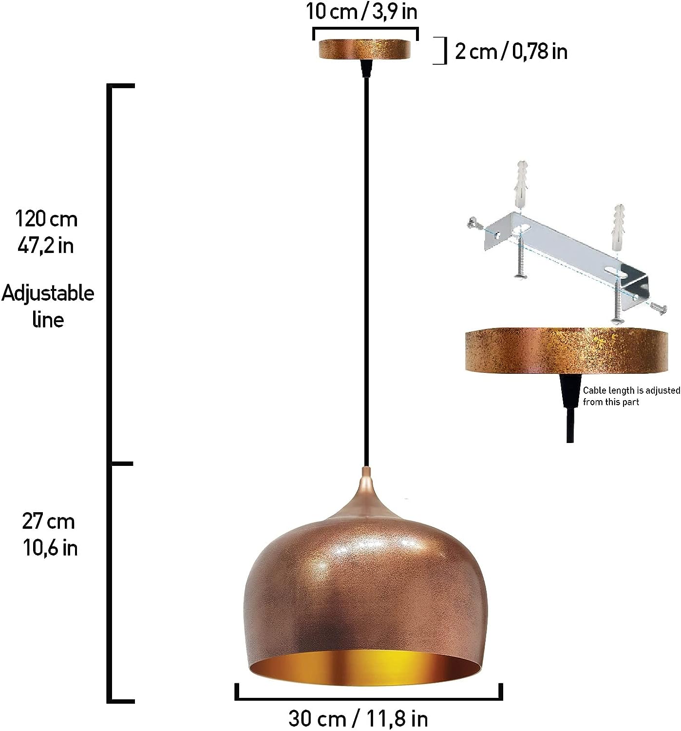 Lampada a sospensione in metallo