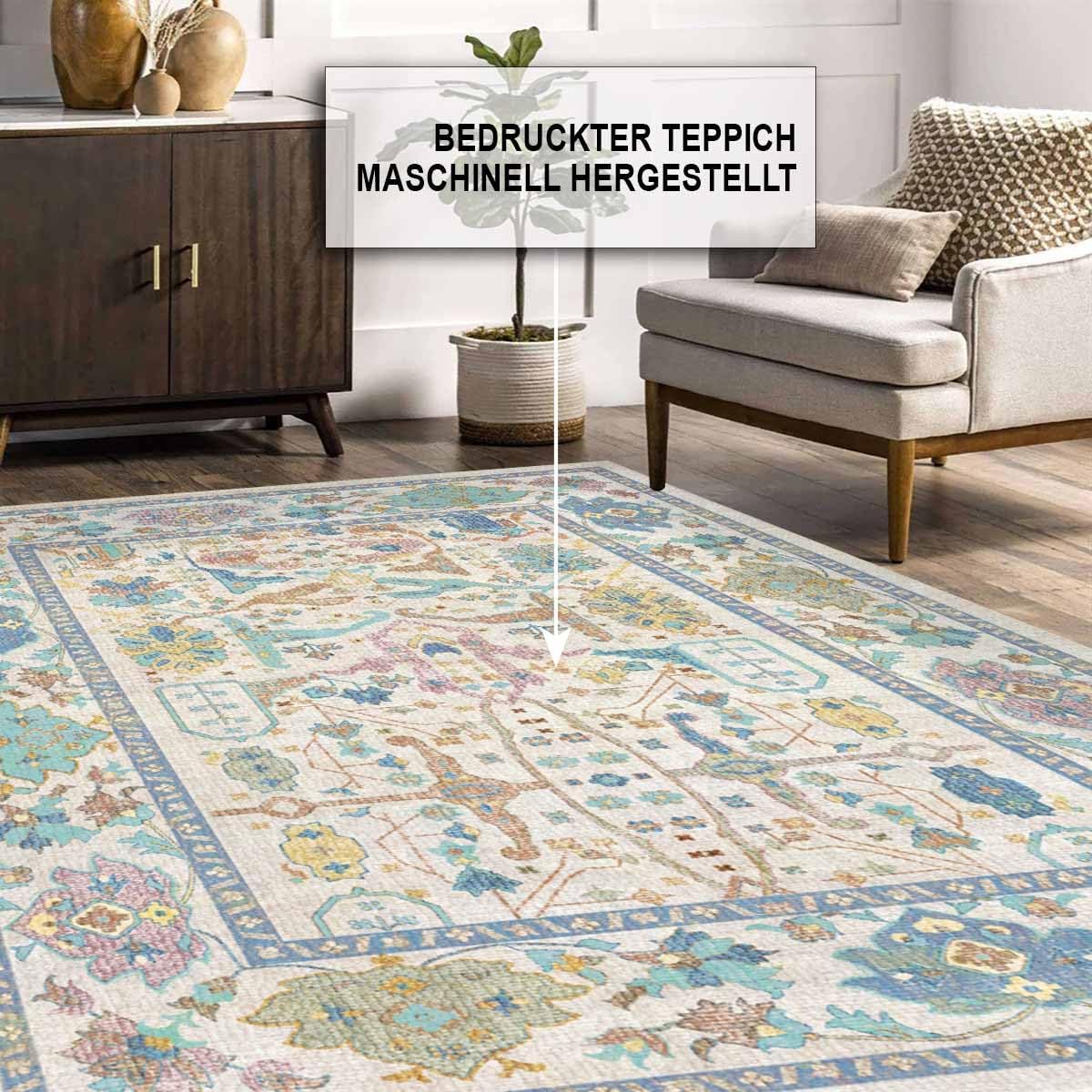Bedruckter Teppich Sunse Chenille Print Maschinell hergestellt, waschbarer Vintage-Teppich