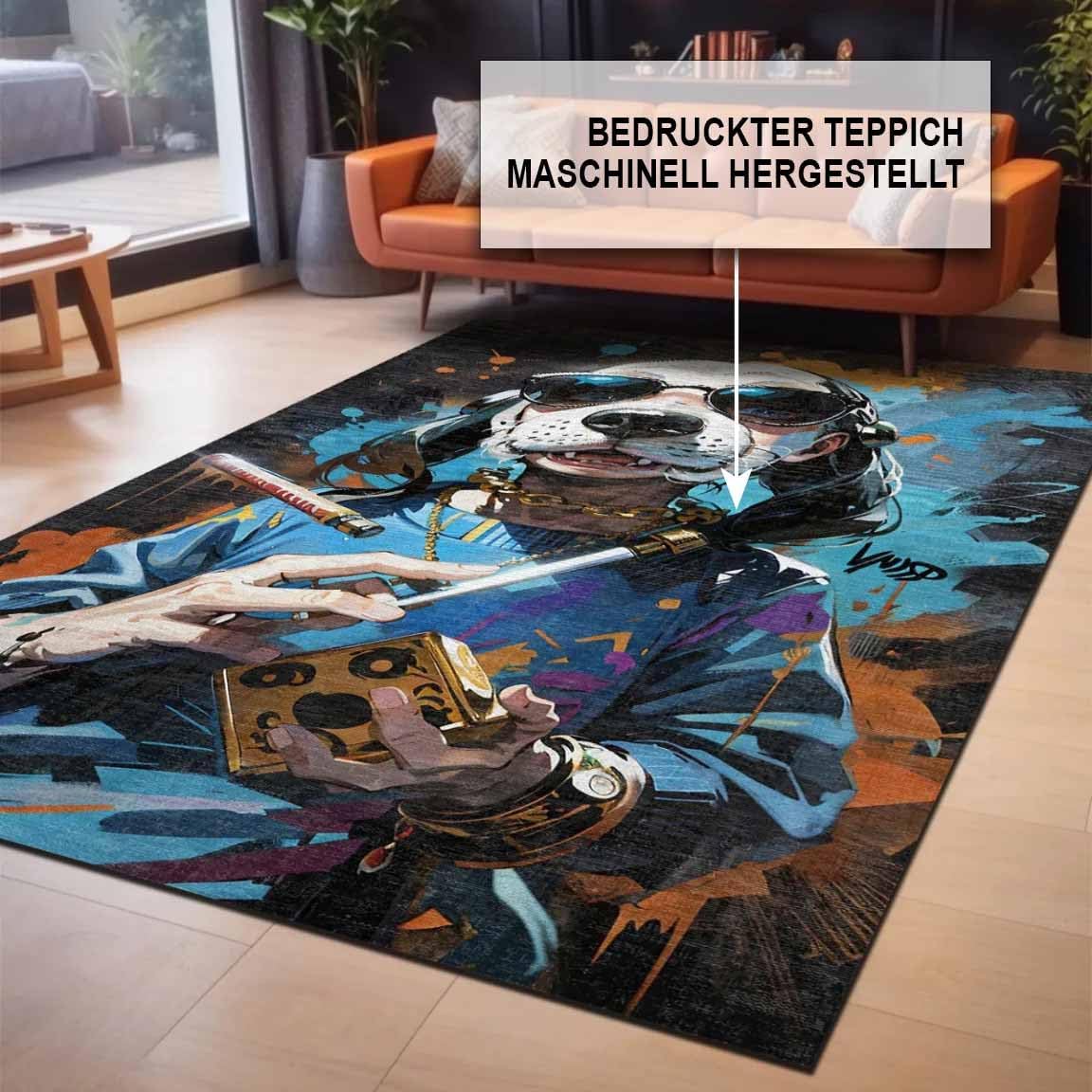 Gamer Teppich mit Snoop Motiv, Chenille Druck, maschinell gefertigt für das Gaming Zimmer