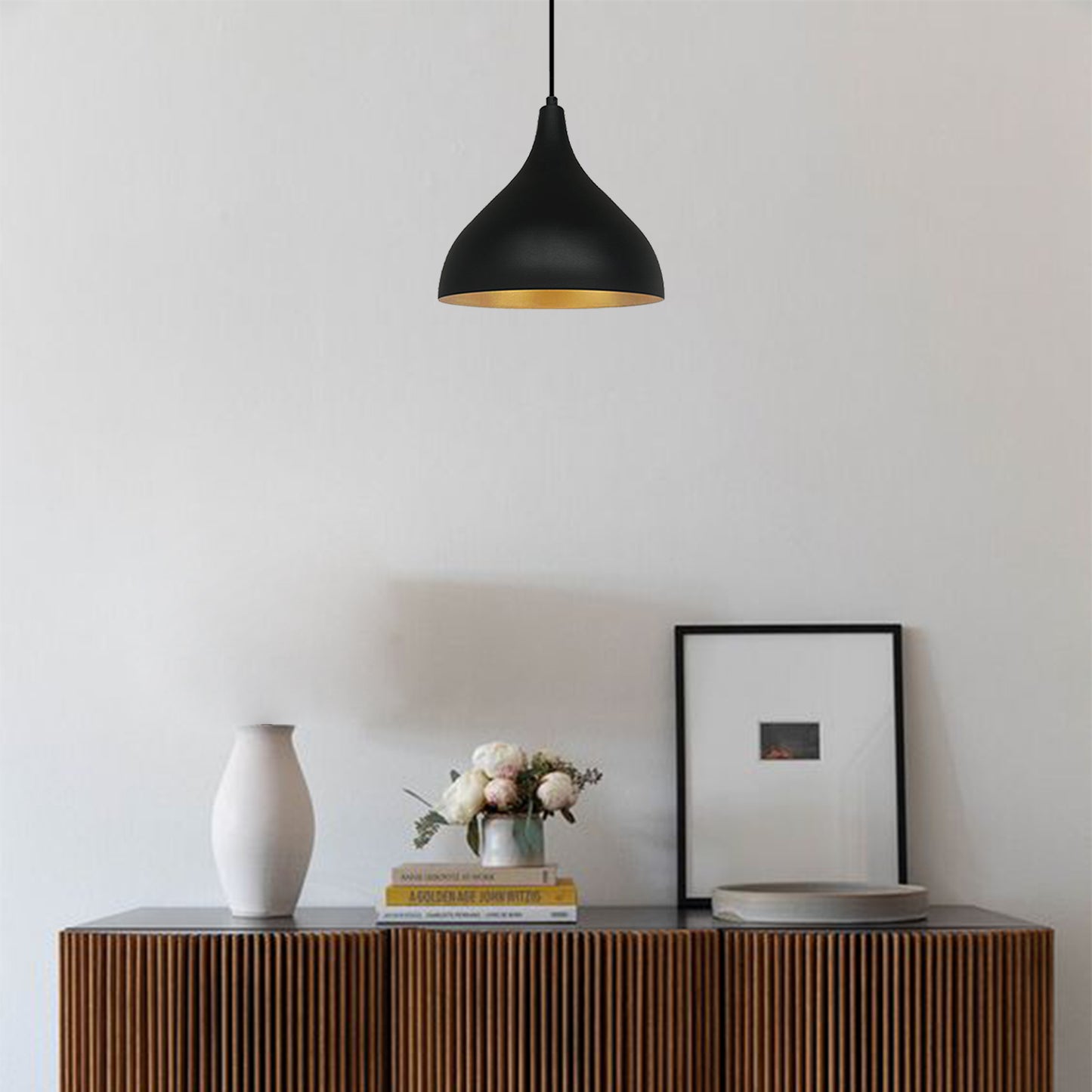 Pendelleuchte Adash Pendelleuchte Schwarz, 1 Flammige Metall Hängelampe Ø26 cm