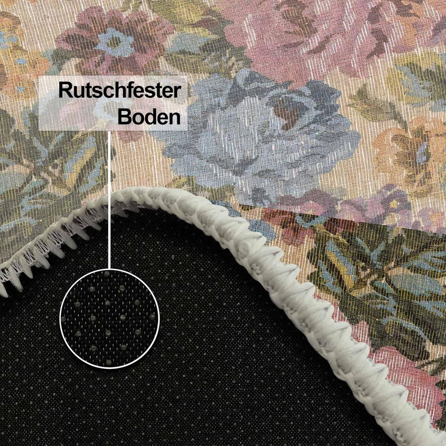 Bedruckter Teppich Molis Chenille Print Maschinell hergestellt, waschbarer Vintage-Teppich