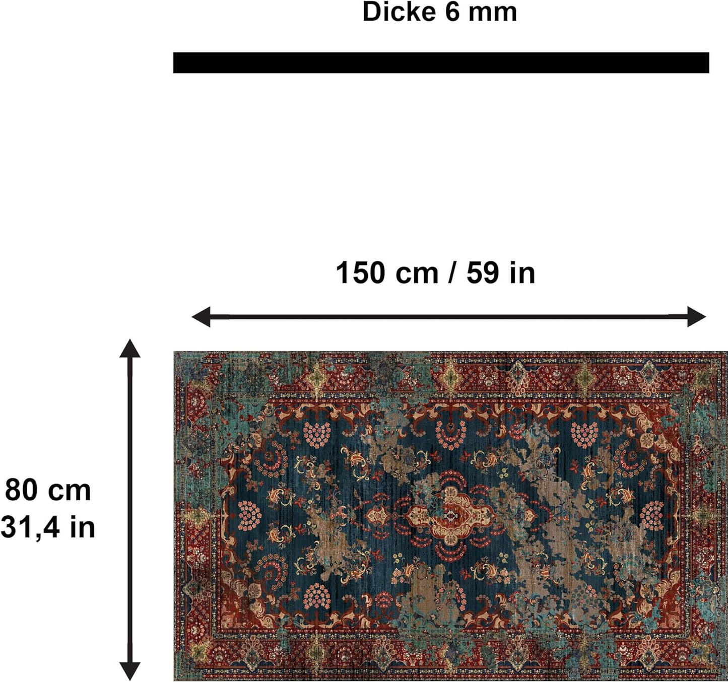 Tapis imprimé Kinevart en chenille imprimé à la machine 