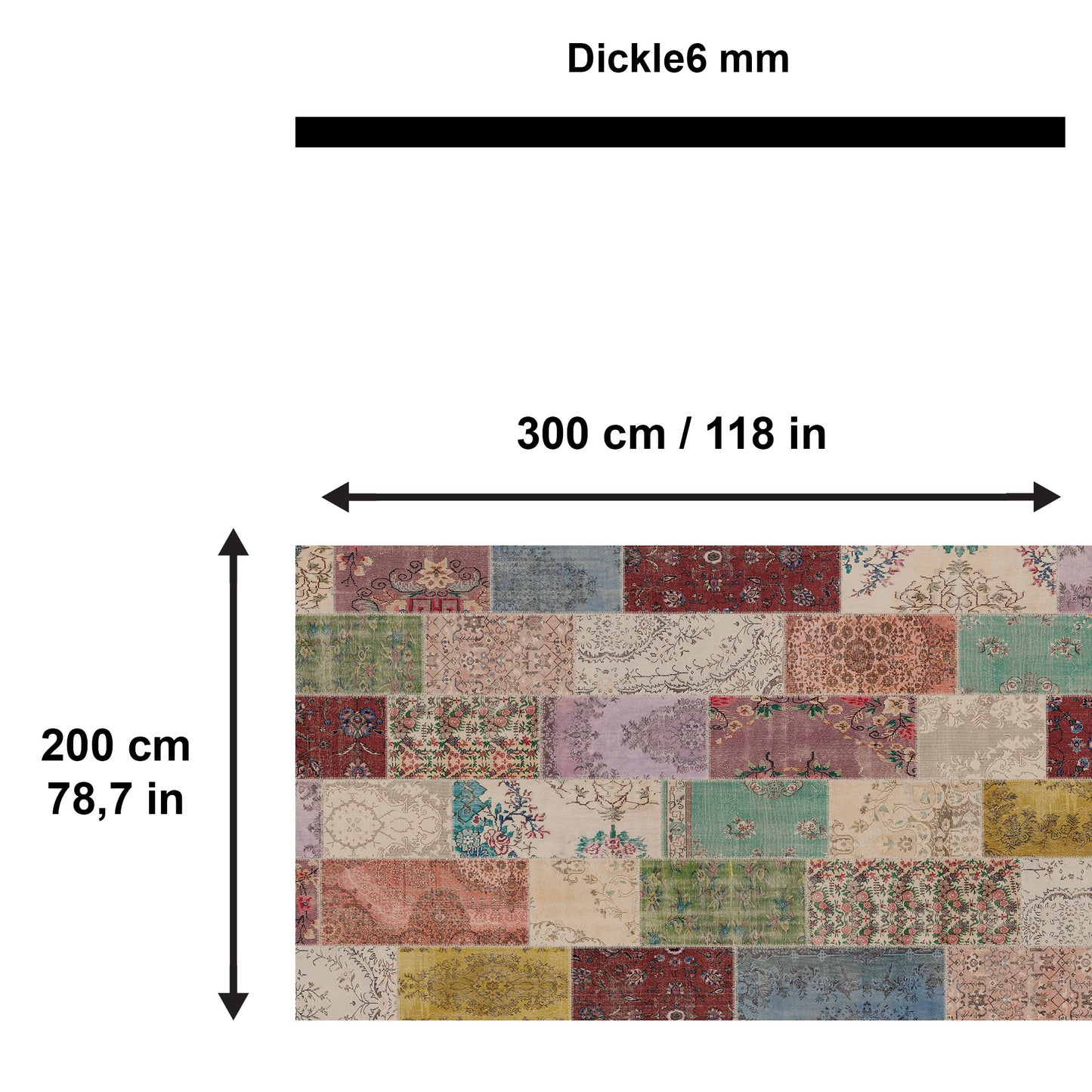 Tappeto stampato Afra Stampato in ciniglia realizzato a macchina 