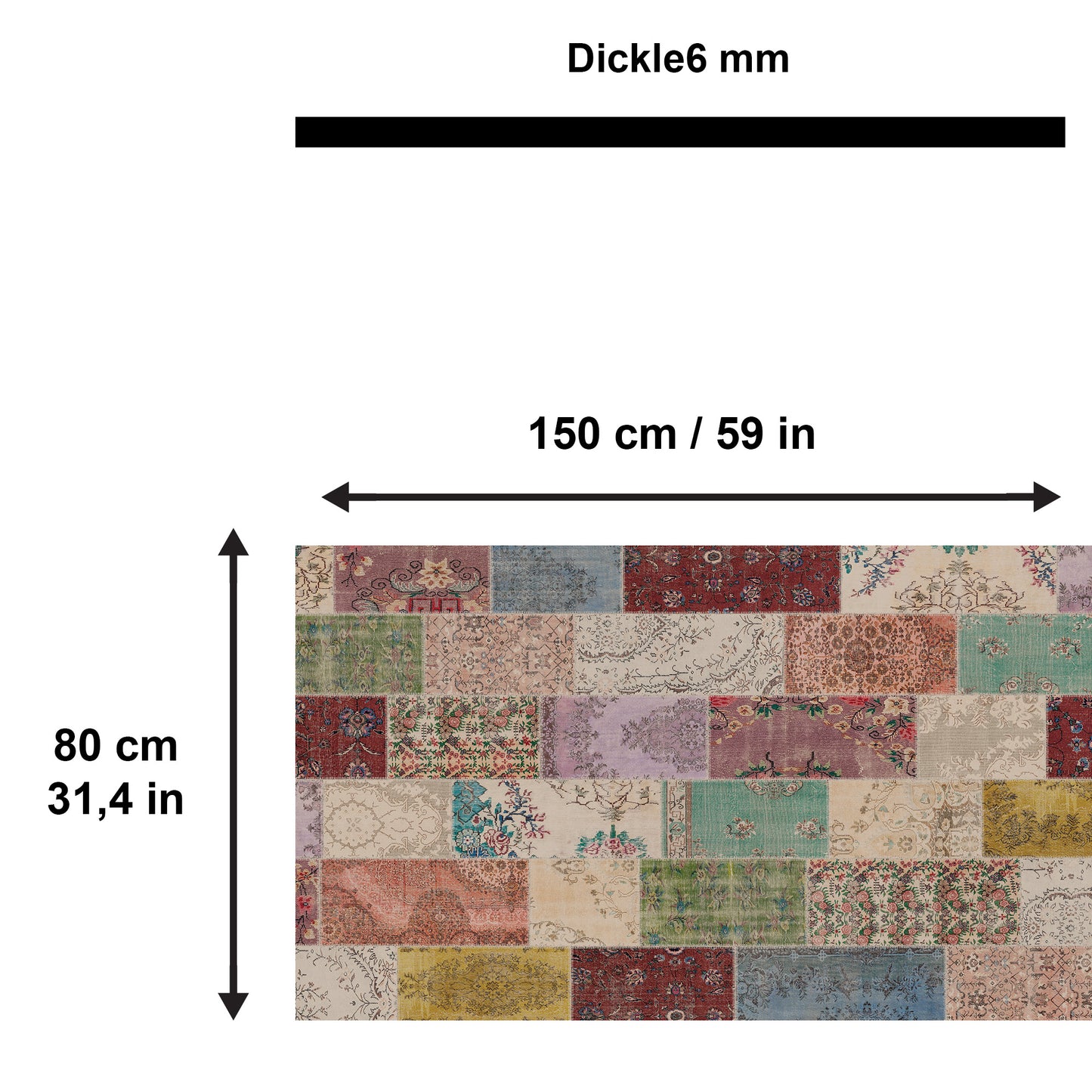 Tapis imprimé Afra Chenille imprimé à la machine 