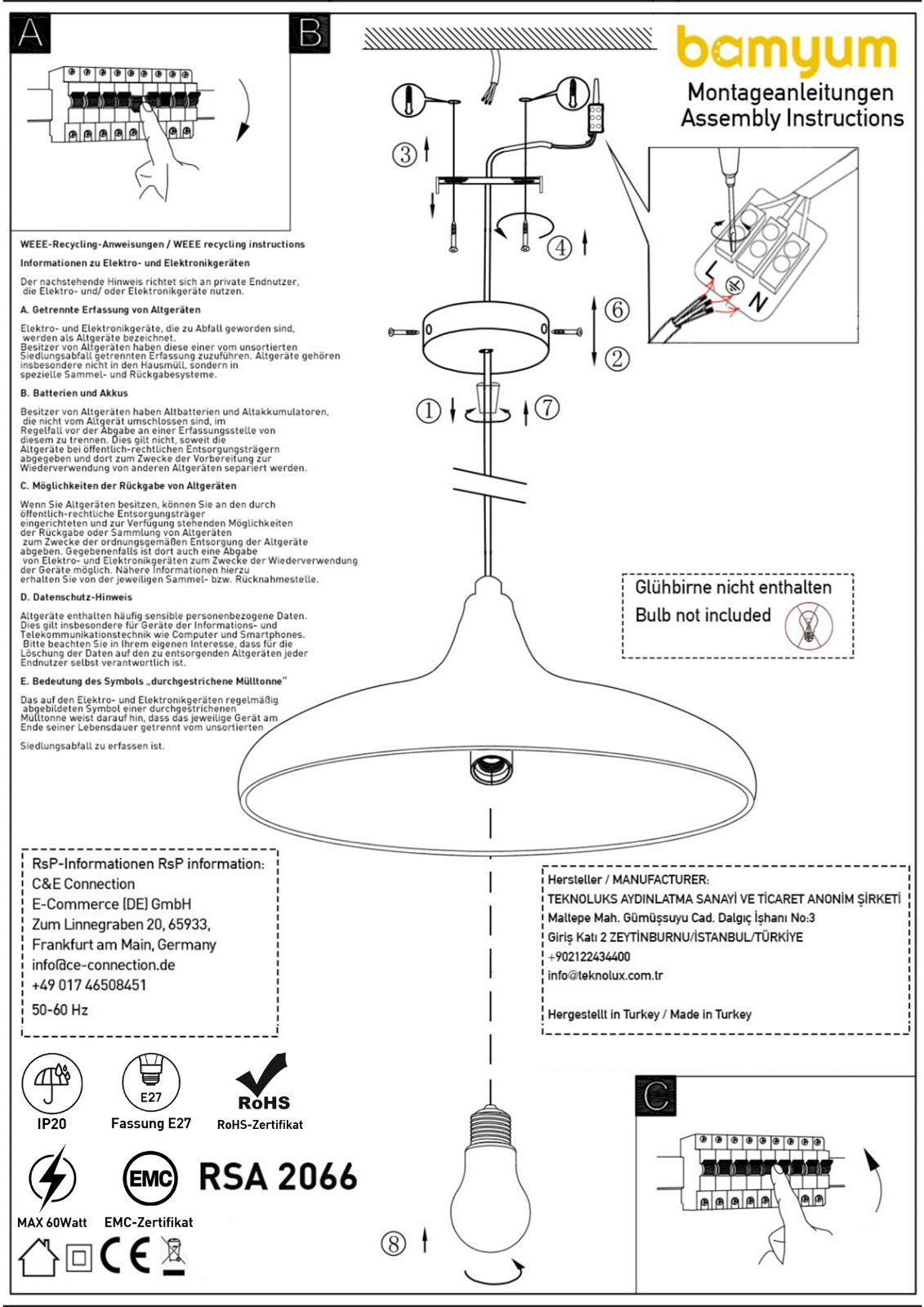 Lampada a sospensione in metallo