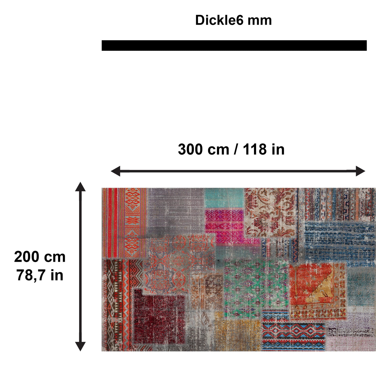 Tapis imprimé Denise Chenille imprimé à la machine 