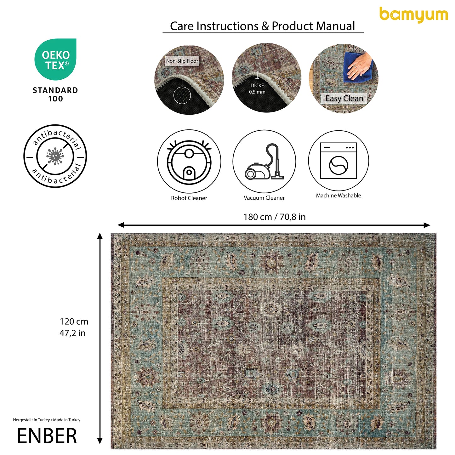 Tapis imprimé ENBER en chenille, fabriqué à la machine 